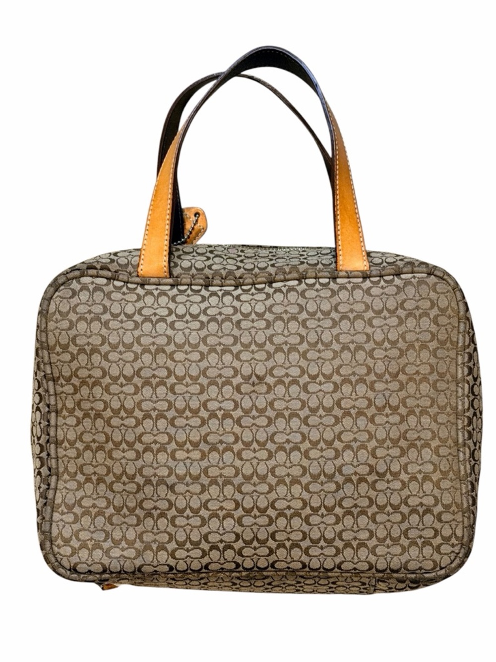 Coach 1941 Signature Canvas Top Handle Cosmetic Makeup Bag - Picture 2 of 8